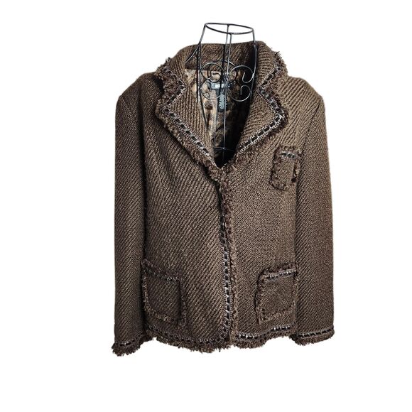 Dialogue Brown Tweed Blazer Jacket Size 14 - Picture 1 of 7